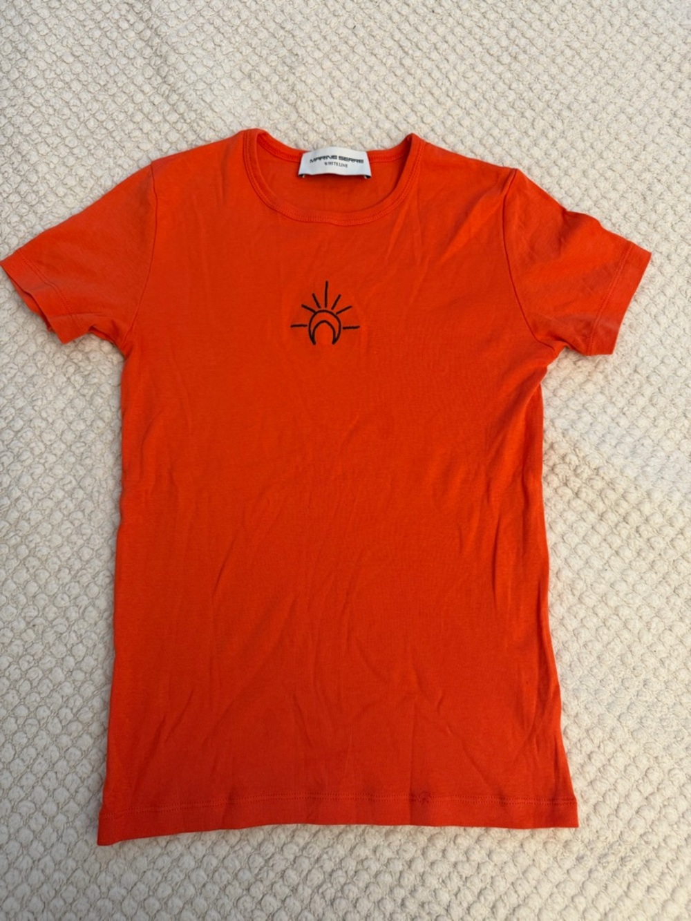 Marine Serre Orange Crewneck Tee with Black Graphic